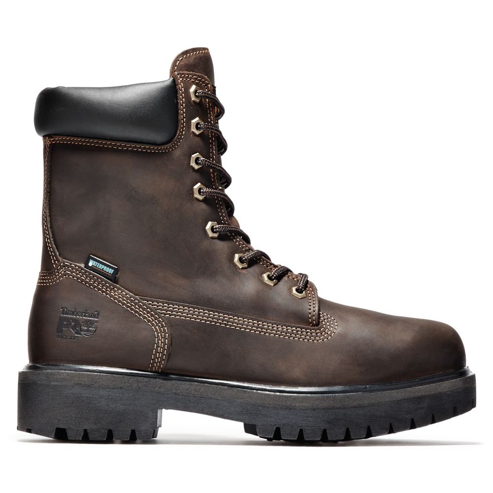 Botas Pro Timberland Argentina Hombre - Pro Direct Attach 8" Soft Toe - Marrones - QXMILH-104